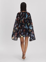 Leo Lin Pleated Bell Sleeve Mini Dress - Image 4 of 5