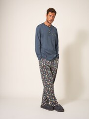 White Stuff Blue Novelty Henley Pyjama Top - Image 2 of 6