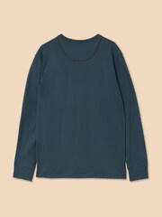 White Stuff Blue Novelty Henley Pyjama Top - Image 5 of 6