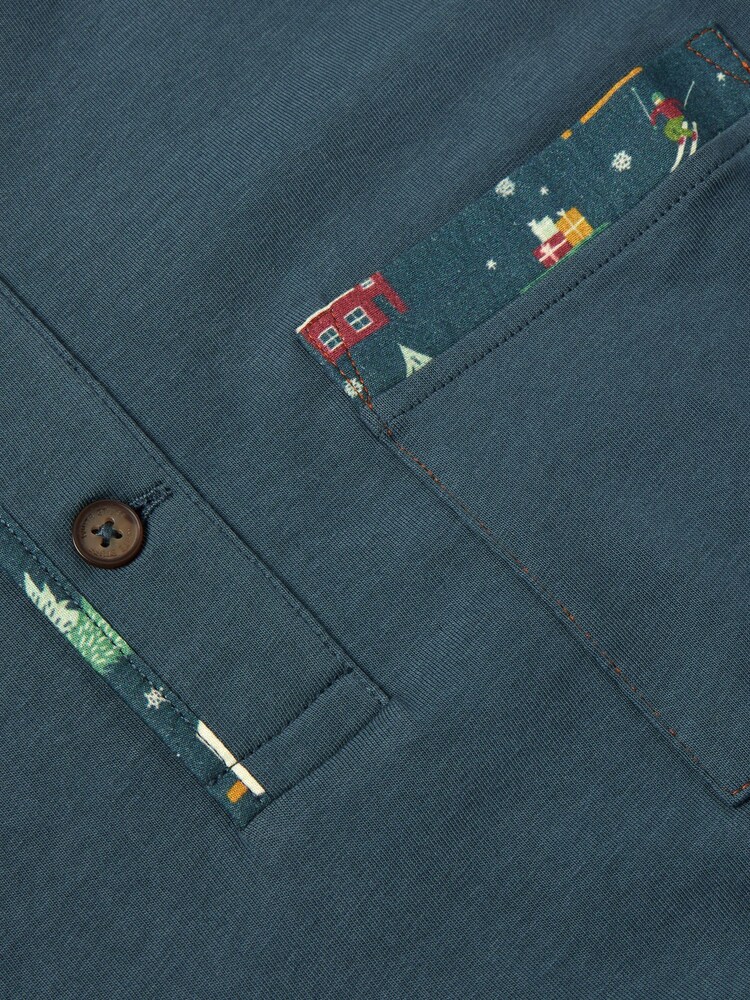 White Stuff Blue Novelty Henley Pyjama Top - Image 6 of 6
