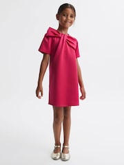 Reiss Pink Felicity 4-9 yrs Scuba Bow Dress - Image 1 of 6