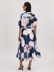 Leo Lin Printed Bishop Sleeve Midi Dress - Image 4 of 5