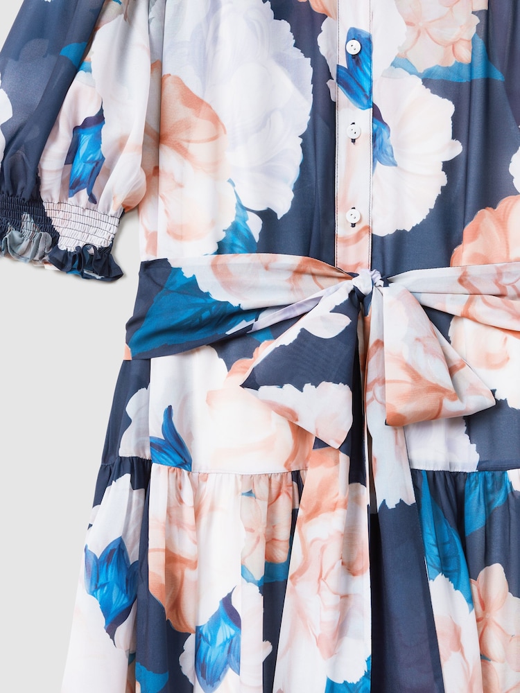 Leo Lin Printed Bishop Sleeve Midi Dress - Image 5 of 5