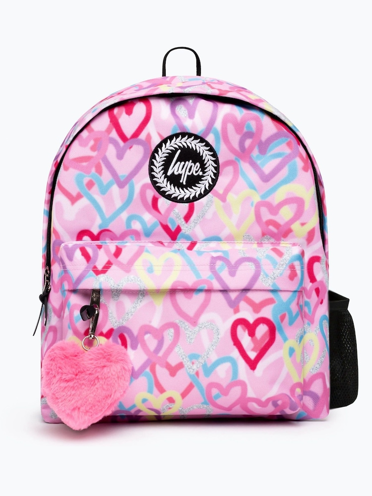 Hype. Kids Pink Graffiti Hearts Backpack - Image 1 of 4