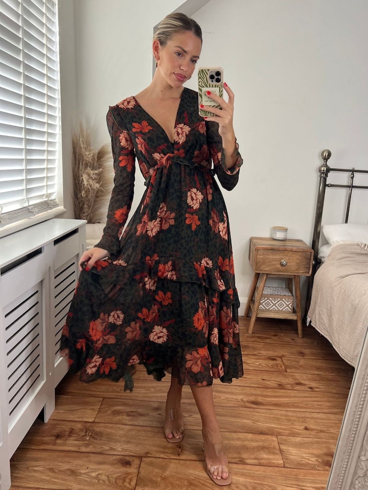 Style Cheat Black Birdie Frill Tie Back Dress - Image 1 of 4