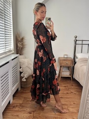 Style Cheat Black Birdie Frill Tie Back Dress - Image 4 of 4