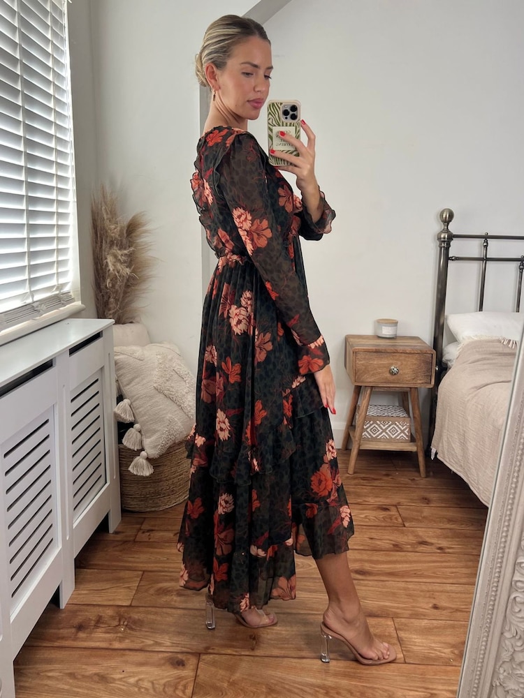 Style Cheat Black Birdie Frill Tie Back Dress - Image 4 of 4