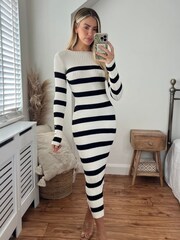 Style Cheat Black Kacy Knitted Midi Jumper Dress - Image 1 of 4