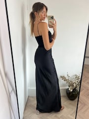 Style Cheat Black Kassia Satin Slip Maxi Skirt - Image 3 of 4