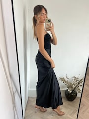 Style Cheat Black Kassia Satin Slip Maxi Skirt - Image 4 of 4