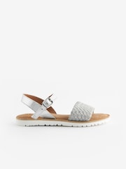 Silver Leather Woven Sandals - Image 3 of 6