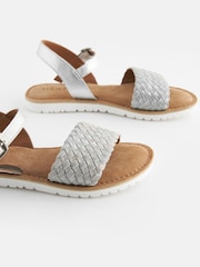 Silver Leather Woven Sandals - Image 4 of 6