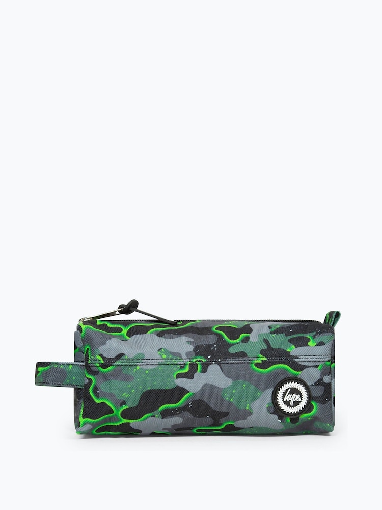 Hype. Unisex Green Glow Camo Pencil Case - Image 1 of 6