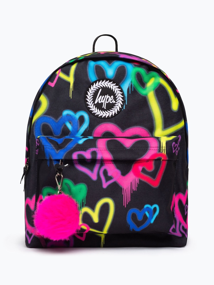 Hype. Graffiti Hearts Pom Pom Badge Backpack - Image 1 of 6