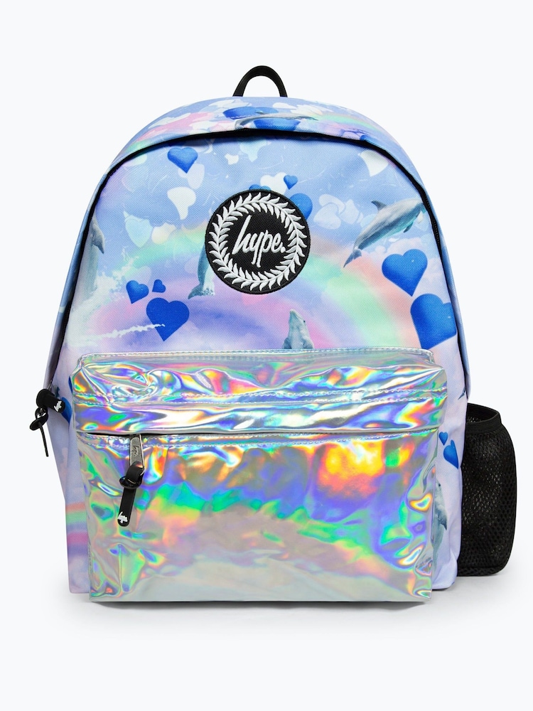Hype. Multi Rainbow Dolphins Badge Backpack - Image 1 of 12