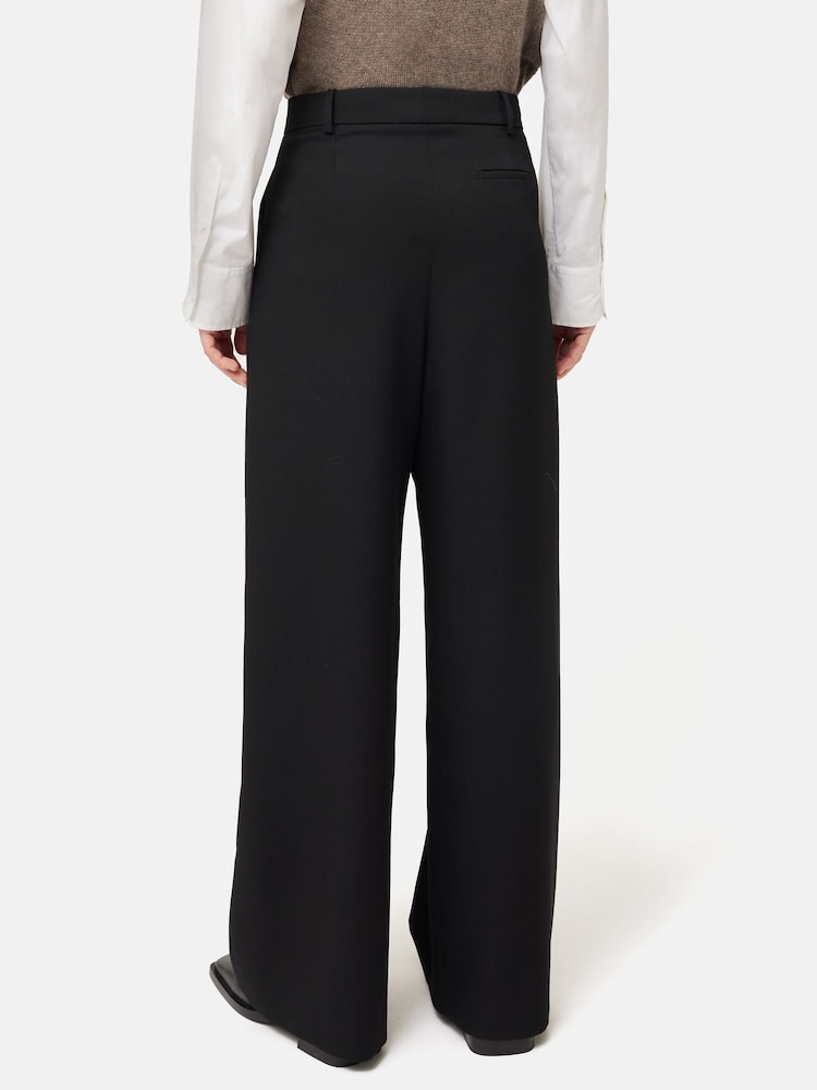 Jigsaw Black Wide Leg Kemp Wool Trousers - Image 2 of 5