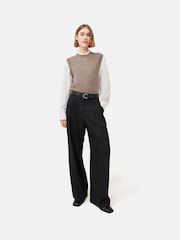 Jigsaw Black Wide Leg Kemp Wool Trousers - Image 3 of 5