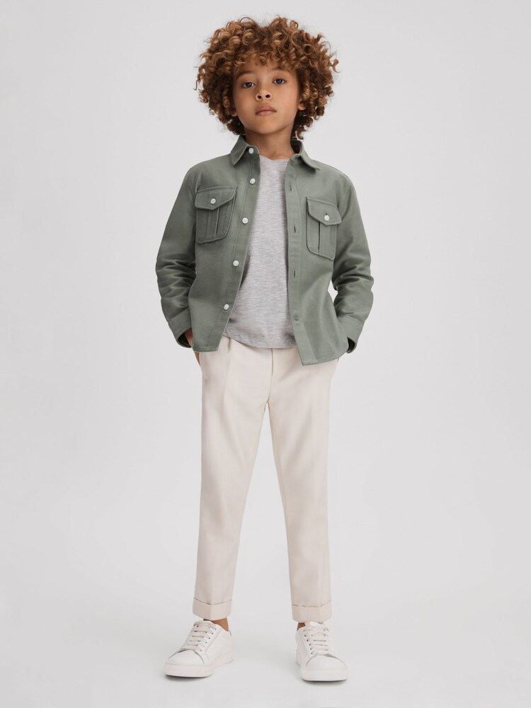 Reiss Pistachio Thomas 13-14 yrs Brushed Cotton Patch Pocket Overshirt - Image 2 of 4 Reiss Pistachio Thomas 13-14 yrs Brushed Cotton Patch Pocket Overshirt - Image 2 of 4