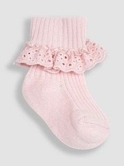 JoJo Maman Bébé Pink 3-Pack Frilly Socks - Image 2 of 4