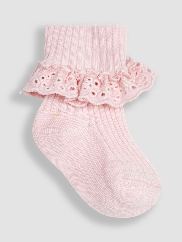 JoJo Maman Bébé Pink 3-Pack Frilly Socks - Image 2 of 4