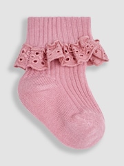 JoJo Maman Bébé Pink 3-Pack Frilly Socks - Image 3 of 4