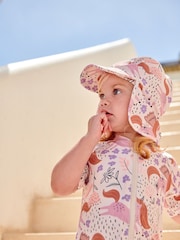 Ecru/Pink Unicorn Swim Legionnaire Hat (3mths-10yrs) - Image 1 of 5