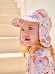 Ecru/Pink Unicorn Swim Legionnaire Hat (3mths-10yrs) - Image 3 of 5
