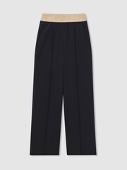 Reiss Navy Ayana Teen Elasticated Wide Leg Trousers - Image 1 of 5