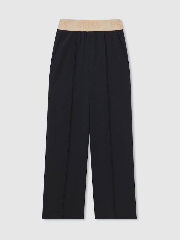 Reiss Navy Ayana Teen Elasticated Wide Leg Trousers - Image 1 of 5