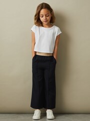 Reiss Navy Ayana Teen Elasticated Wide Leg Trousers - Image 2 of 5
