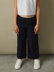 Reiss Navy Ayana Teen Elasticated Wide Leg Trousers - Image 3 of 5