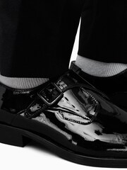 AllSaints Black Patent Keith Monk Shoes - Image 6 of 7