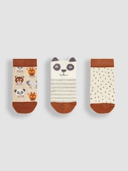 JoJo Maman Bébé Grey 3-Pack Safari Socks - Image 1 of 4