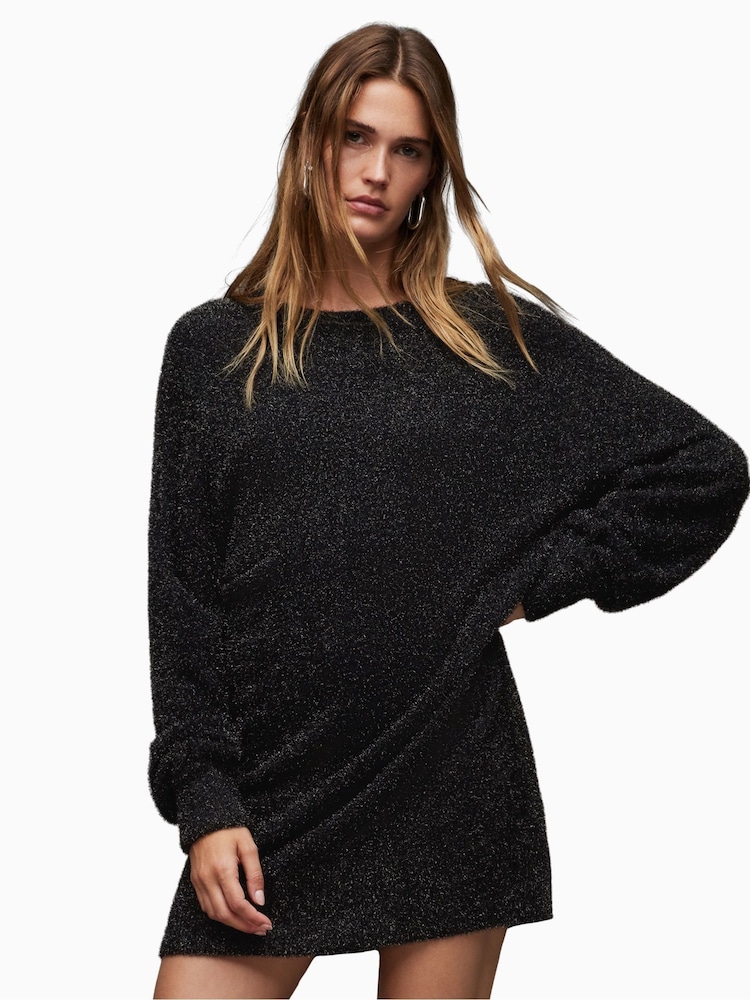 AllSaints Black Dazzle Jumper Dress - Image 2 of 6 AllSaints Black Dazzle Jumper Dress - Image 2 of 6