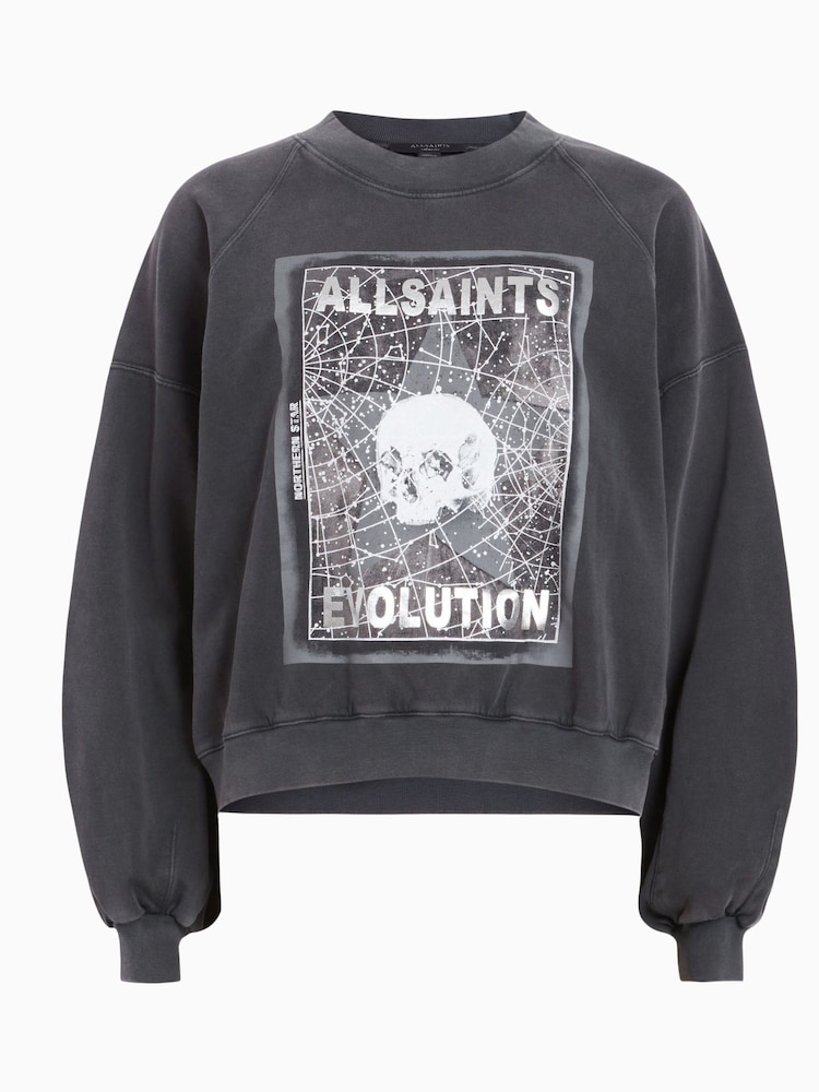 AllSaints Black Polestar Tayla 100% Cotton Sweatshirt - Image 6 of 6