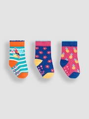 JoJo Maman Bébé Pink Tropical 3-Pack Fruit Socks - Image 1 of 4