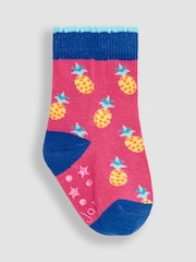 JoJo Maman Bébé Pink Tropical 3-Pack Fruit Socks - Image 4 of 4