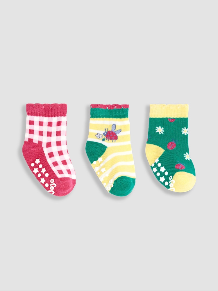 JoJo Maman Bébé Green 3-Pack Ladybird Socks - Image 1 of 4