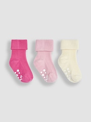JoJo Maman Bébé Pink 3-Pack Ribbed Socks - Image 1 of 4