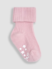 JoJo Maman Bébé Pink 3-Pack Ribbed Socks - Image 3 of 4