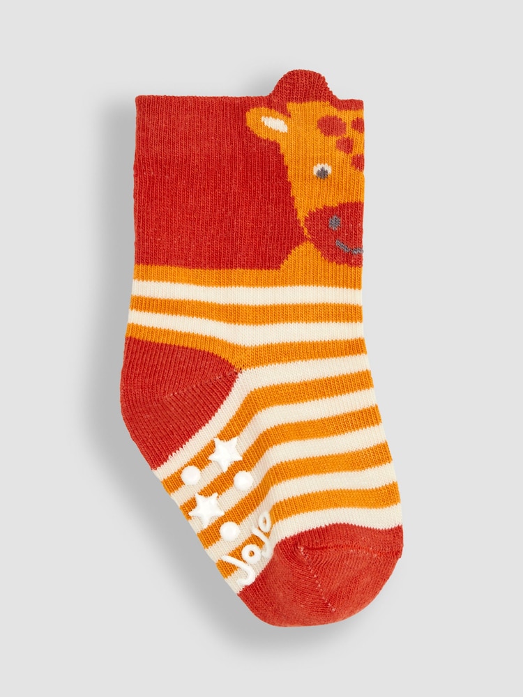 JoJo Maman Bébé Rust Orange Giraffe 3-Pack Safari Socks - Image 3 of 4