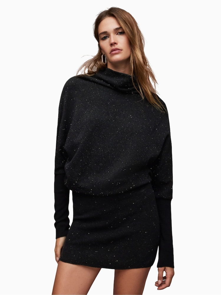 AllSaints Black Ridley Sparkle Dress - Image 1 of 6