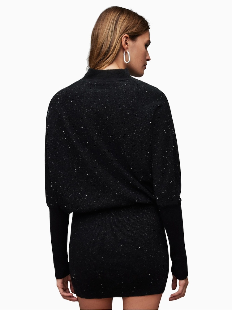 AllSaints Black Ridley Sparkle Dress - Image 2 of 6