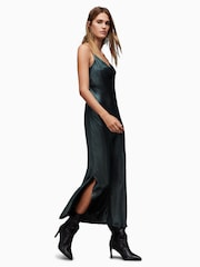 AllSaints Green Hadley Metallic Dress - Image 4 of 6