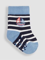 JoJo Maman Bébé Blue 3-Pack Nautical Socks - Image 2 of 4