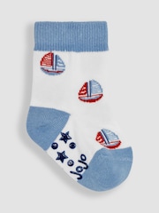JoJo Maman Bébé Blue 3-Pack Nautical Socks - Image 4 of 4