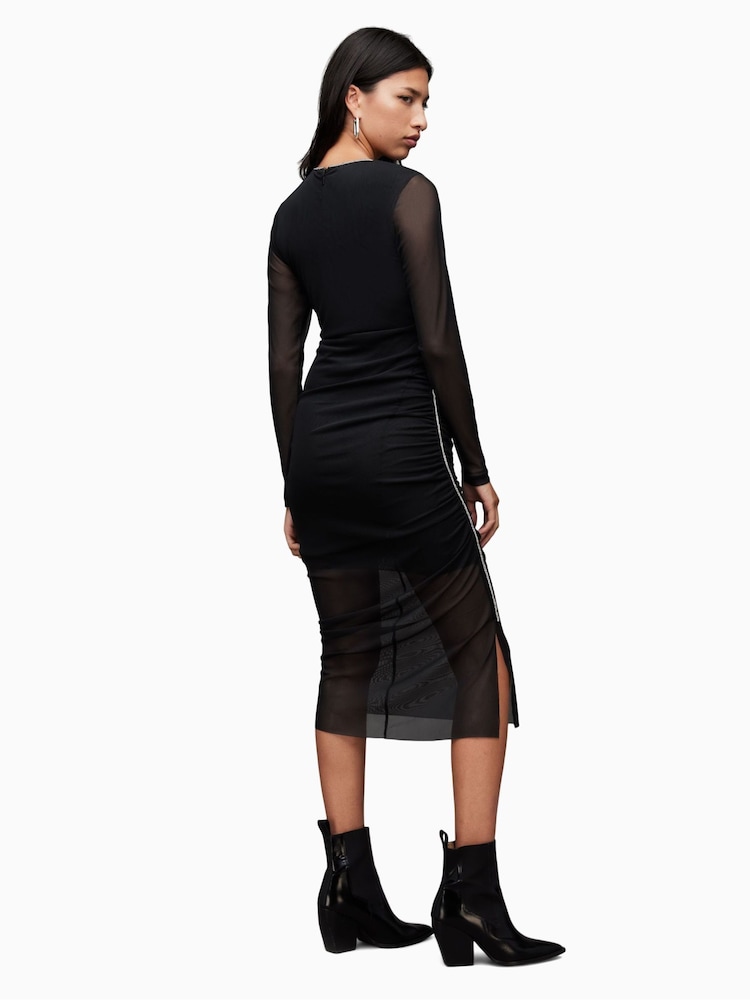 AllSaints Black Sparkle Nora Dress - Image 2 of 6
