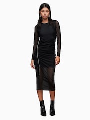 AllSaints Black Sparkle Nora Dress - Image 3 of 6