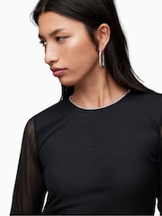 AllSaints Black Sparkle Nora Dress - Image 4 of 6