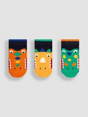 JoJo Maman Bébé Navy Blue 3-Pack Dino Socks - Image 1 of 4